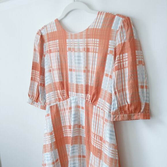 NEW Lost Ink US 4 UK 8 Dress Spring Plaid Backless Prairie Cottage Lightweight - Picture 2 of 16